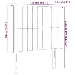 Tête de lit à LED Marron foncé 103x16x118/128 cm Tissu 627418627418