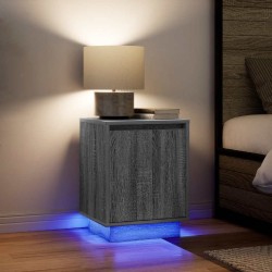 Tables de chevet avec lumières LED 2 pcs sonoma gris 38x34x50cm 627421627421