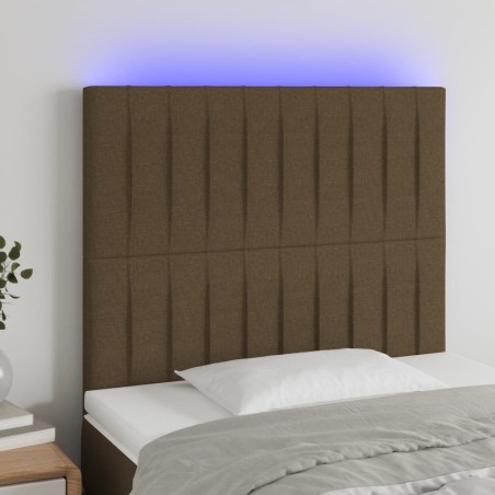 Tête de lit à LED Marron foncé 100x5x118/128 cm Tissu 627429627429