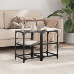 Tables basses avec dessus en verre noir 2 pcs 30x30x45 cm acier 627430627430