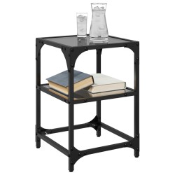 Tables basses avec dessus en verre noir 2 pcs 30x30x45 cm acier 627430627430