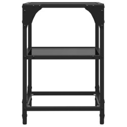 Tables basses avec dessus en verre noir 2 pcs 30x30x45 cm acier 627430627430