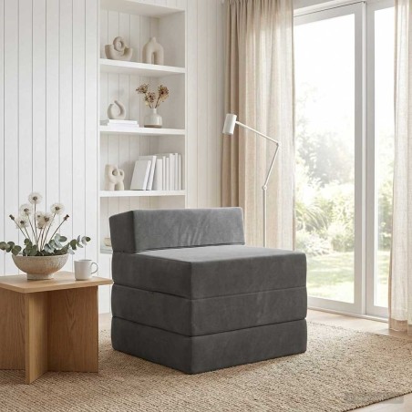 Canapé-lit pliable Gris foncé 200 x 70 x 15 cm Velours 627435627435