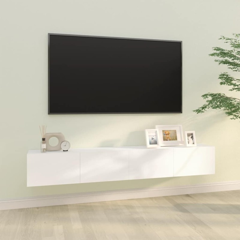 Meubles TV muraux 2 pcs blanc 100x30x30 cm bois d'ingénierie 627438627438
