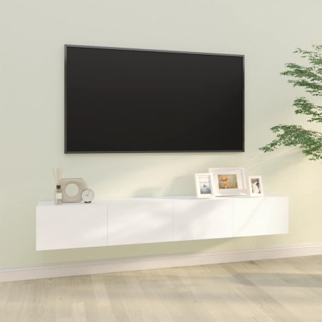 Meubles TV muraux 2 pcs blanc 100x30x30 cm bois d'ingénierie 627438627438