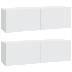 Meubles TV muraux 2 pcs blanc 100x30x30 cm bois d'ingénierie 627438627438