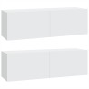 Meubles TV muraux 2 pcs blanc 100x30x30 cm bois d'ingénierie 627438627438
