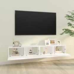 Meubles TV muraux 2 pcs blanc 100x30x30 cm bois d'ingénierie 627438627438