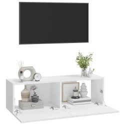 Meubles TV muraux 2 pcs blanc 100x30x30 cm bois d'ingénierie 627438627438