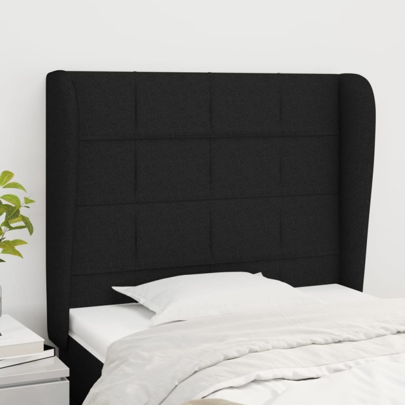 Tête de lit avec oreilles Noir 103x23x118/128 cm Tissu 627445627445