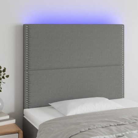 Tête de lit à LED Gris foncé 100x5x118/128 cm Tissu 627450627450