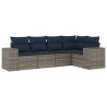 Ensemble de canapé de jardin 5 pcs avec coussins gris résine tressée 627451627451