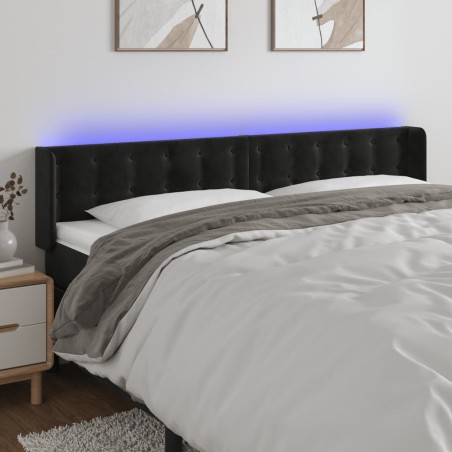 Tête de lit à LED Noir 203x16x78/88 cm Velours 627461627461