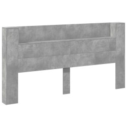 Tête de lit de rangement avec LED Gris béton Bois d'ingénierie 627462627462
