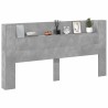 Tête de lit de rangement avec LED Gris béton Bois d'ingénierie 627462627462