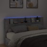 Tête de lit de rangement avec LED Gris béton Bois d'ingénierie 627462627462