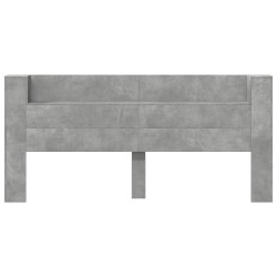 Tête de lit de rangement avec LED Gris béton Bois d'ingénierie 627462627462