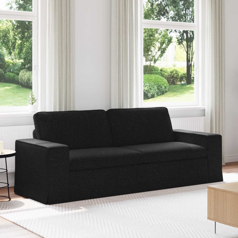 Canapé Noir 222 x 80 x 82 cm tissu 627465627465