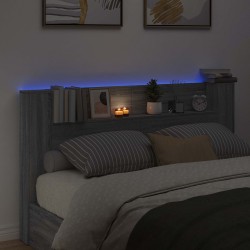 Tête de lit de rangement avec LED Sonoma gris Bois d'ingénierie 627471627471