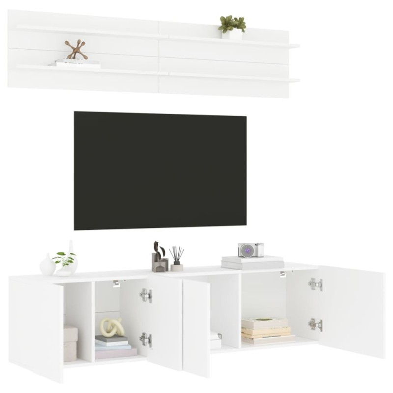 | Meubles TV muraux | Montage mural 6 pcs blanc Bois d'ingénierie 627477627477