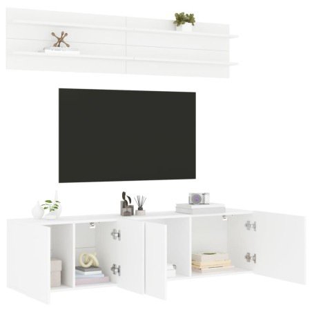 | Meubles TV muraux | Montage mural 6 pcs blanc Bois d'ingénierie 627477627477