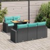 Salon de jardin 6 pcs avec coussins noir résine tressée 627481627481