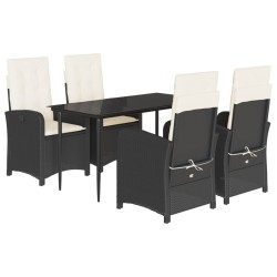 Ensemble à manger de jardin coussins 5pcs Noir Résine tressée 627484627484
