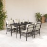 Ensemble à manger de jardin coussins 5pcs Noir Résine tressée 627490627490