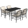 Ensemble à manger de jardin coussins 5pcs Noir Résine tressée 627490627490