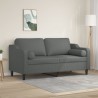 Canapé 2 places avec oreillers gris foncé 140 cm tissu 627492627492