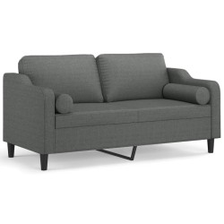 Canapé 2 places avec oreillers gris foncé 140 cm tissu 627492627492