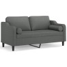 Canapé 2 places avec oreillers gris foncé 140 cm tissu 627492627492