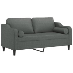 Canapé 2 places avec oreillers gris foncé 140 cm tissu 627492627492