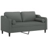 Canapé 2 places avec oreillers gris foncé 140 cm tissu 627492627492