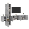 Unités murales TV 5 pcs gris béton bois d'ingénierie 627505627505