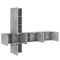 Unités murales TV 5 pcs gris béton bois d'ingénierie 627505627505