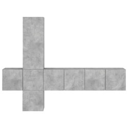 Unités murales TV 5 pcs gris béton bois d'ingénierie 627505627505