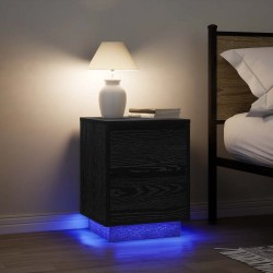 Tables de chevet avec lumières LED 2 pcs noir 38x34x50 cm 627507627507