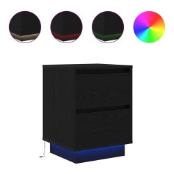 Tables de chevet avec lumières LED 2 pcs noir 38x34x50 cm 627507627507