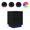 Tables de chevet avec lumières LED 2 pcs noir 38x34x50 cm 627507627507