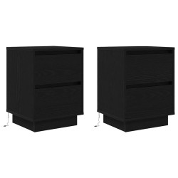 Tables de chevet avec lumières LED 2 pcs noir 38x34x50 cm 627507627507
