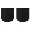 Tables de chevet avec lumières LED 2 pcs noir 38x34x50 cm 627507627507