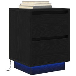Tables de chevet avec lumières LED 2 pcs noir 38x34x50 cm 627507627507