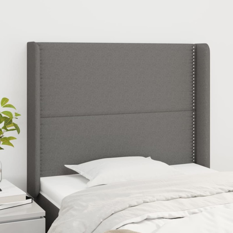 Tête de lit avec oreilles Gris foncé 103x16x118/128 cm Tissu 627520627520