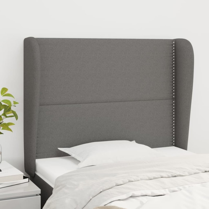 Tête de lit avec oreilles Gris foncé 103x23x118/128 cm Tissu 627523627523