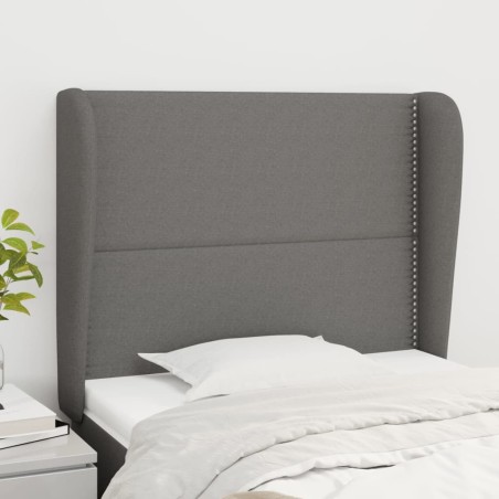 Tête de lit avec oreilles Gris foncé 103x23x118/128 cm Tissu 627523627523