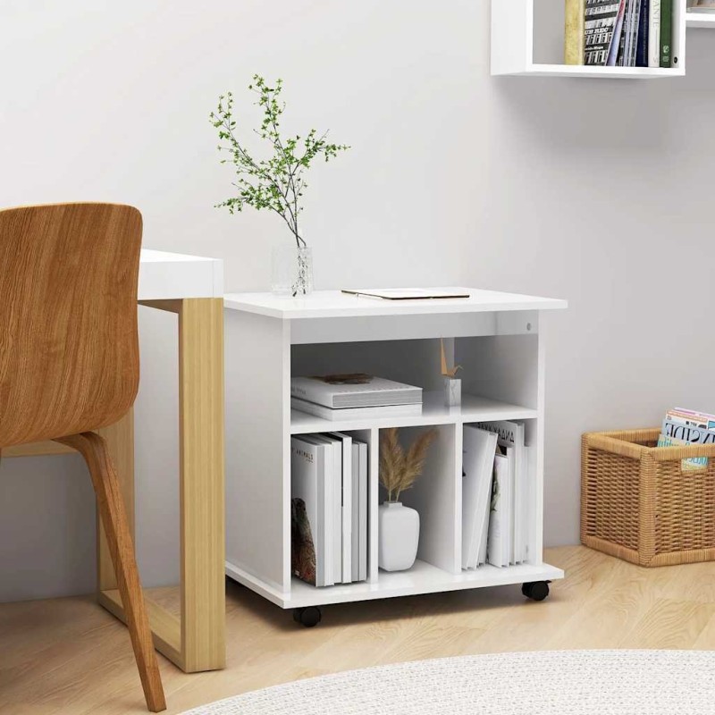 Armoire à roulettes Blanc brillant 60x45x60cm Bois d’ingénierie 627530627530
