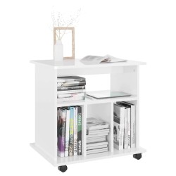 Armoire à roulettes Blanc brillant 60x45x60cm Bois d’ingénierie 627530627530