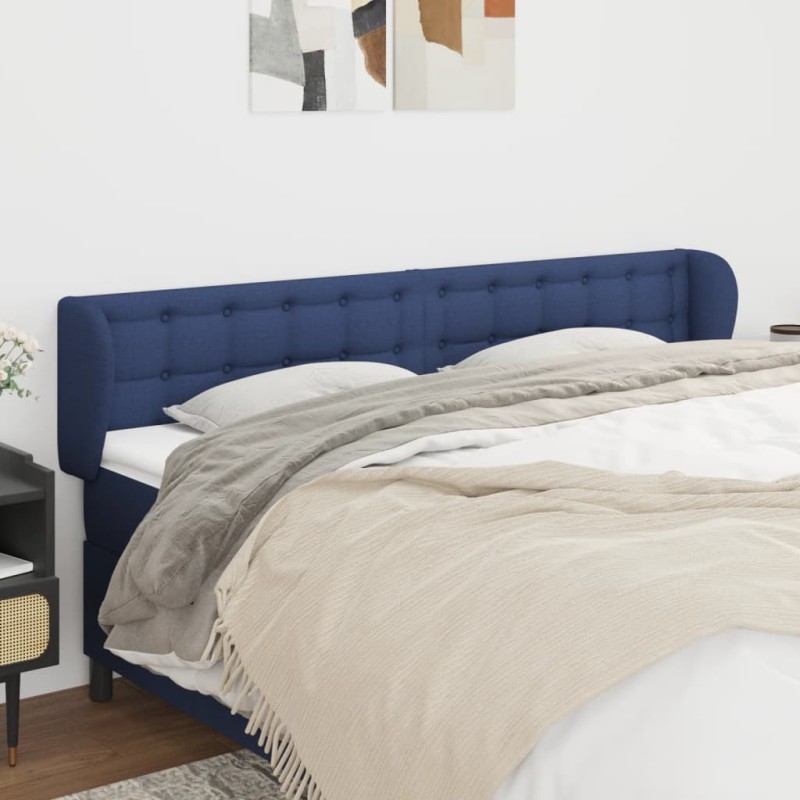 Tête de lit avec oreilles Bleu 203x23x78/88 cm Tissu 627533627533
