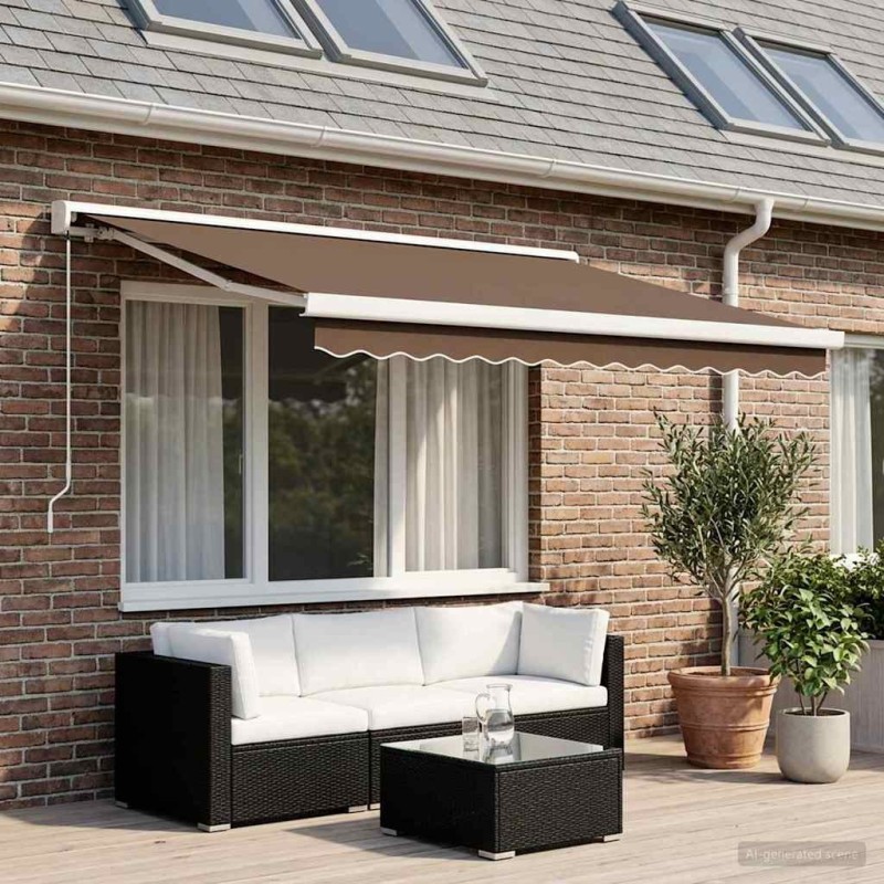 Auvent rétractable Taupe 300 x 250 cm Toile et Aluminium 627534627534